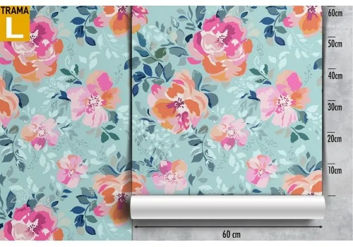 Carta da Parati rose arancione pattern natura. 2