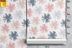 Carta da Parati fiori stilizzati rosa e blu pattern.