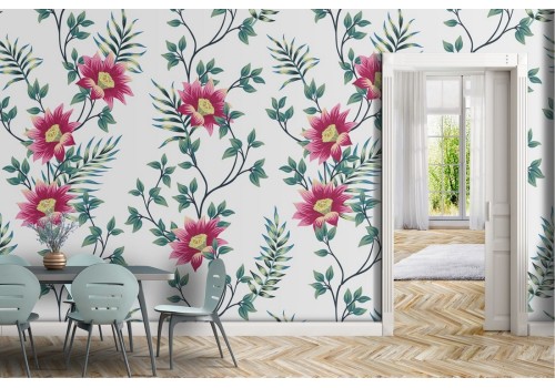 Carta da Parati fiori rosi natura decorazione.