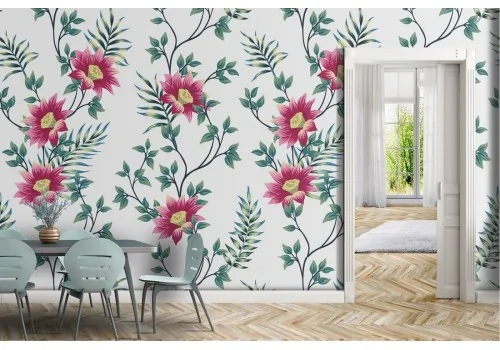 Pink flowers nature wallpaper decoration.