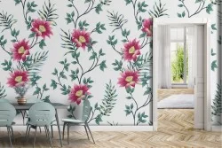 Carta da Parati fiori rosi natura decorazione.