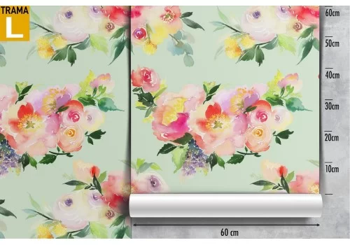 Carta da Parati raffinata composizione fiori rosa vintage. 2