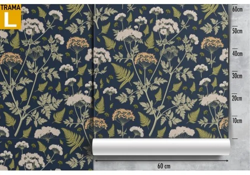 Vintage wallpaper with leaves and flowers pattern. 2