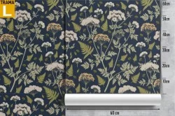 Carta da Parati foglie e fiori vintage pattern.