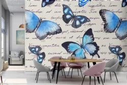 Butterfly and writings wallpaper modern decorations.