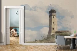 Carta da Parati illustrazione faro su collina