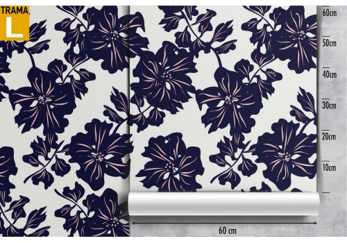 Blue flowers large pattern wallpaper. 2