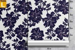 Blue flowers large pattern wallpaper.