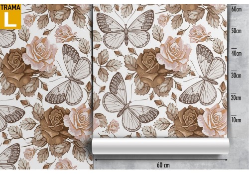 Vintage wallpaper with flowers and butterflies. 2