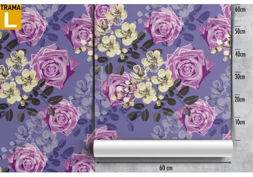 Purple and white roses wallpaper pattern. 2