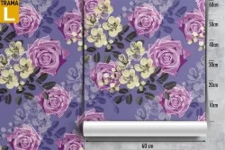 Purple and white roses wallpaper pattern.