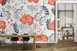 Red roses wallpaper nature pattern.