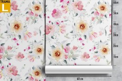 Carta da Parati fiori bianchi e rosa raffinati.