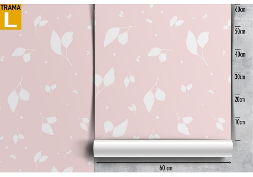 Carta da Parati foglie stilizzate fondo rosa. 2
