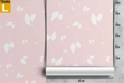 Wallpaper with stylized leaves on a pink background.