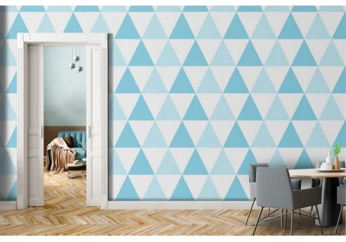 Blue triangles geometric wallpaper.