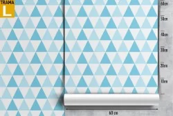 Blue triangles geometric wallpaper.