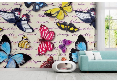 Butterfly pattern nature and writings wallpaper.