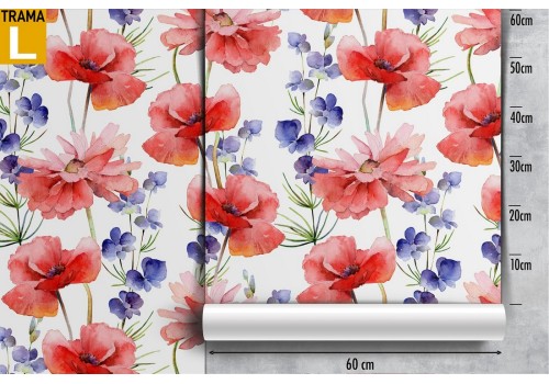 Red poppies nature pattern wallpaper. 2