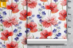 Red poppies nature pattern wallpaper.