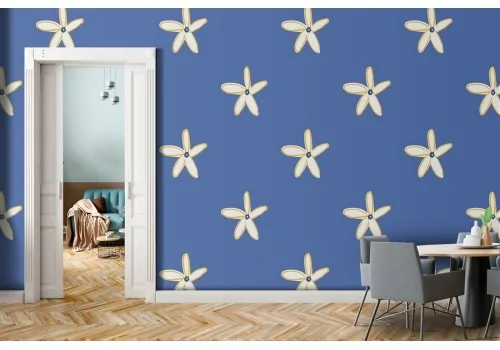 Wallpaper with stylized flowers minimal pattern.