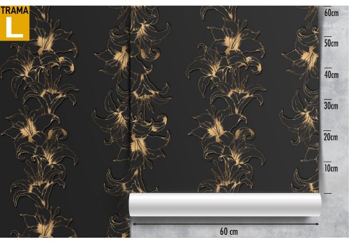 Black and gold flowers wallpaper with luxury pattern effect. 2
