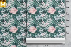 Tropical Nature Flowers Leaves Wallpaper