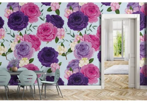 Carta da Parati rose viola natura pattern moderno.