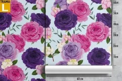 Purple roses nature pattern modern wallpaper.