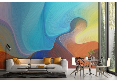 Abstract painted wallpaper in blue red colors