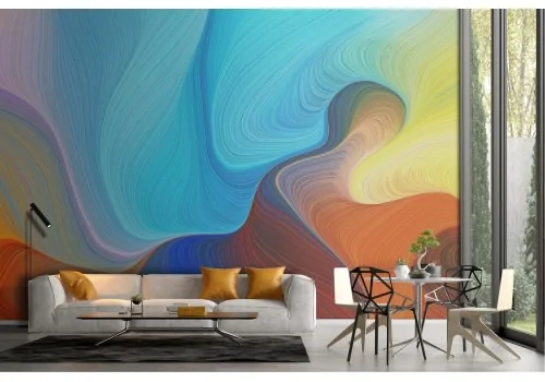 Abstract painted wallpaper blue red colors