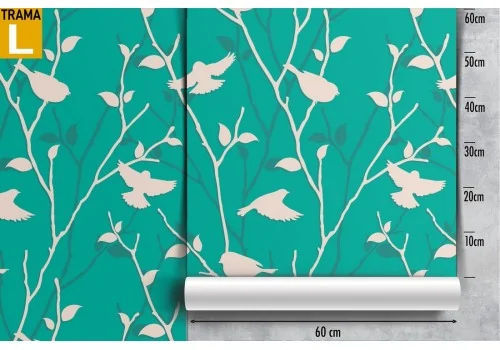 Wallpaper nature stylized leaves and birds. 2