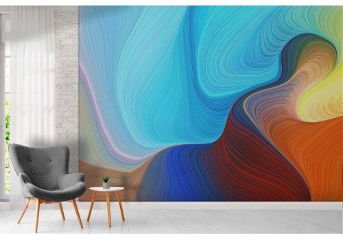 Abstract painted wallpaper in blue red colors 2