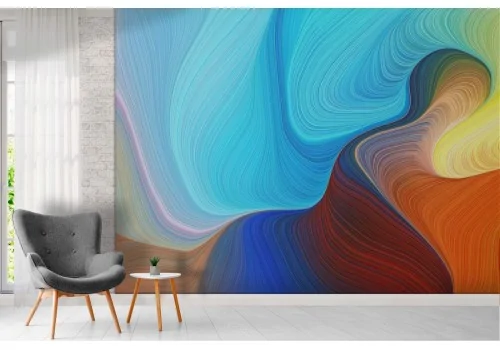 Abstract painted wallpaper in blue red colors 2