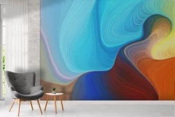 Carta da Parati dipinto astratto colori azzurro rosso