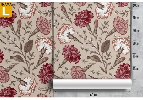 Red vintage nature flowers wallpaper. 2