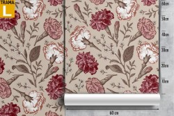 Red vintage nature flowers wallpaper.