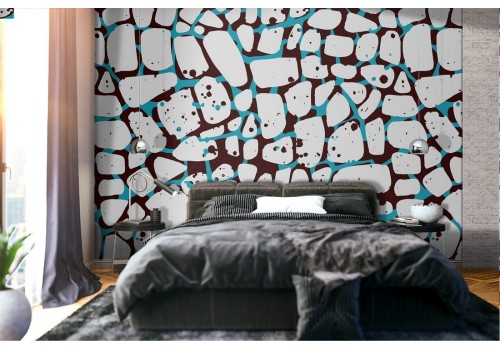 Wallpaper with marble surface mosaic effect.