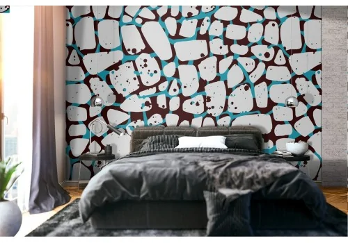 Wallpaper with marble surface mosaic effect.