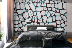 Wallpaper with marble surface mosaic effect.