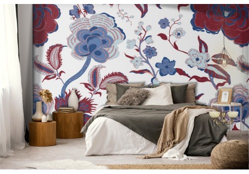 Purple flowers vintage pattern wallpaper.