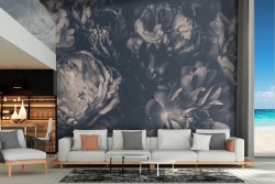 Carta da Parati composizione fiori vintage bianco e nero