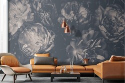 Carta da Parati composizione fiori vintage bianco e nero