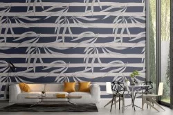 Wallpaper leaves and stripes nature modern design.