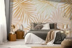 Glamorous tropical leaves wallpaper.